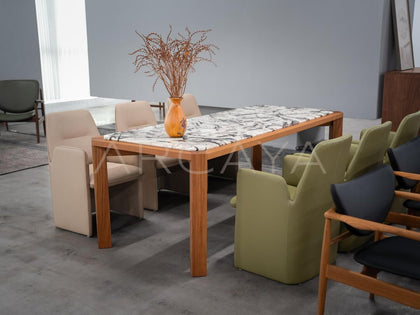 Burmese Teak Stone Table - scene