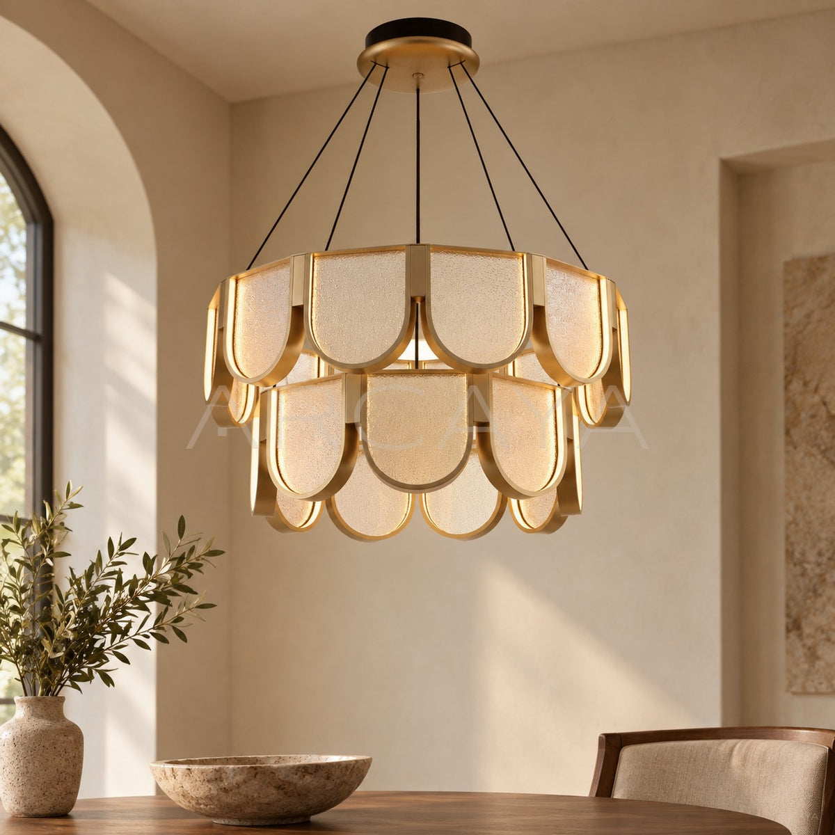 Gold Wave Layered Triple Pendant Light 95326 - main