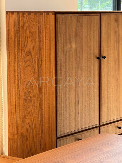 Burmese Teak Tea Room Two Door Cabinet - detail