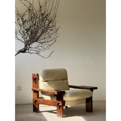 Natural Mid Century Single Lounge Chair - scene