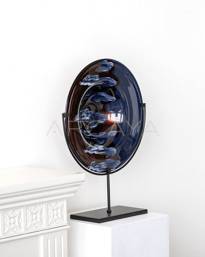 Gilded Hand Painted Glass Disc Ornament - scene