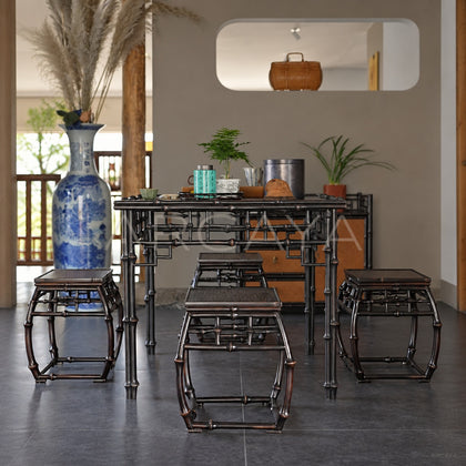 Square Bamboo Drum Stool - scene