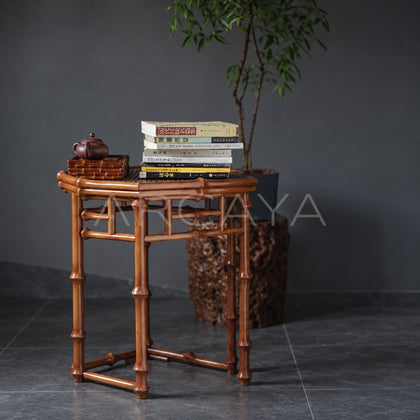 Hexagonal Bamboo Side Table - scene