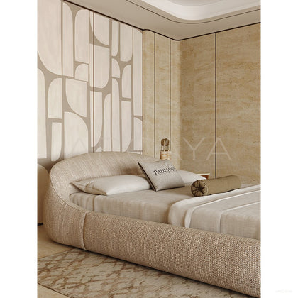Curved Embrace Fabric Bed - scene