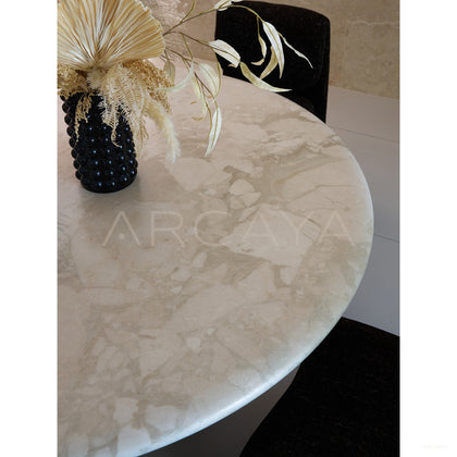 Soft Light Travertine Dining Table - scene