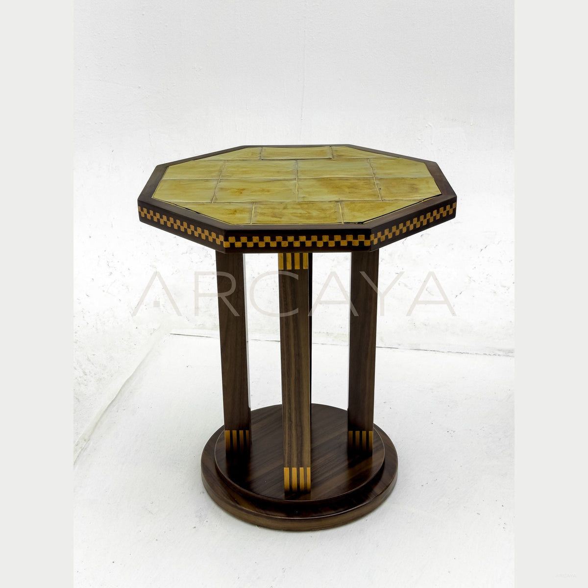 Mid Century Inlaid Side Table in detail