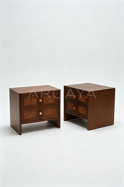 Burl Veneer Nightstand - scene