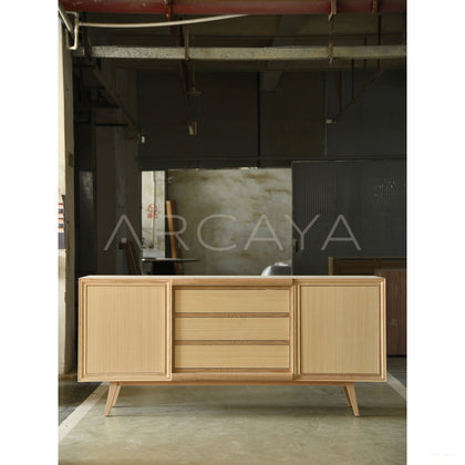 Vintage Minimalist Black Gloss Sideboard - scene