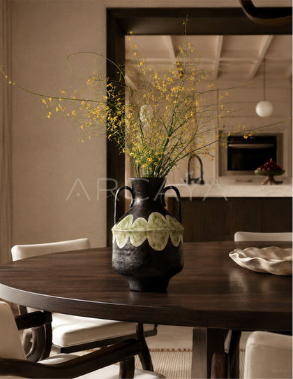 Dadan Hand Painted Double Ear Vase Dining - scene