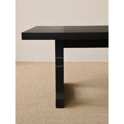 Old Money Oak Matte Black Brushed Long Dining Table - scene