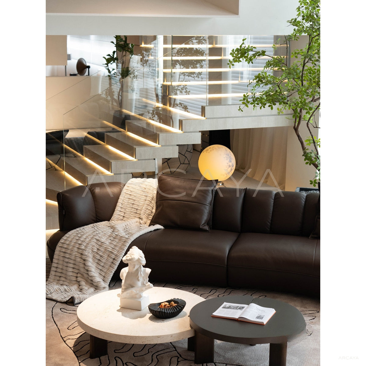 Coffee Bean Leather Sofa in detail