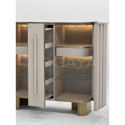Vertical Stripe Marble Sideboard Wine Cabinet - scene