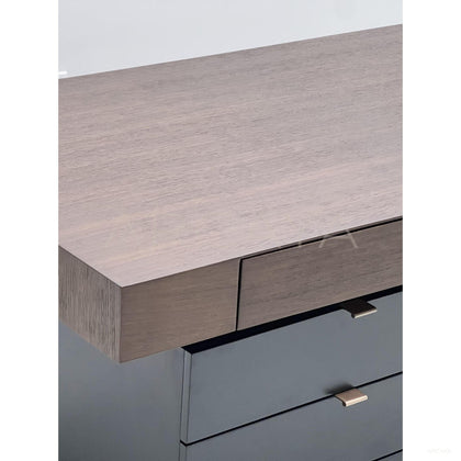 Walnut Veneer Side Chest Integrated Desk - scene