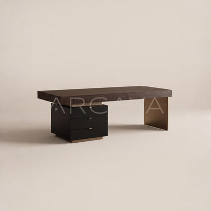 Walnut Veneer Side Chest Integrated Desk - main