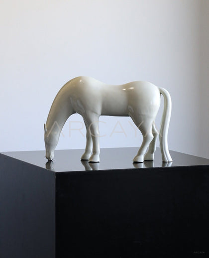 Vintage Art Ceramic Horse Ornament - scene