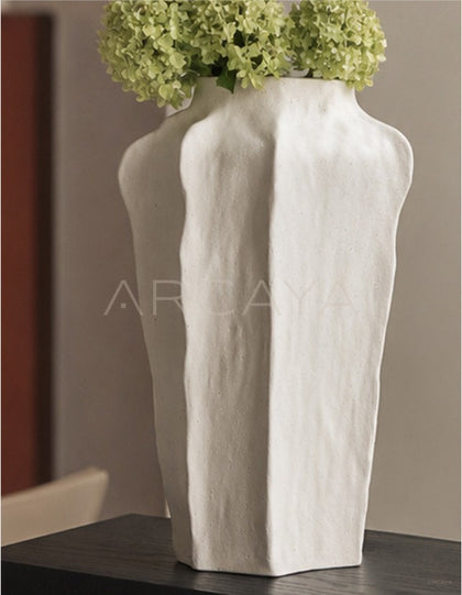 Wabi Sabi Textured Plain White Vase Entryway - scene