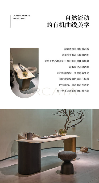 Gilded Light Stone Tea Table - scene