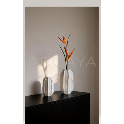 Wabi Sabi White Ceramic Vase - scene