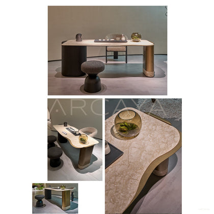 Gilded Light Stone Tea Table - scene