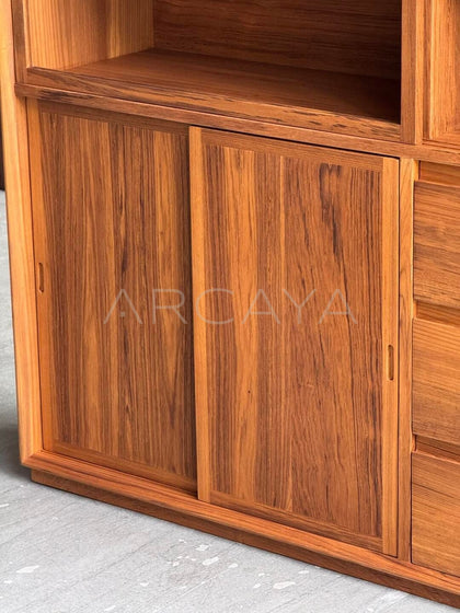 Burmese Teak Lighted Display Cabinet - detail