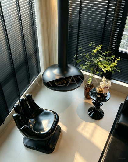 Floating Saucer Real Flame Fireplace - scene