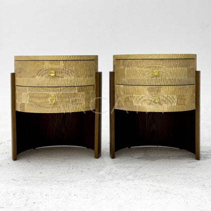 Round Two Tone Wood Nightstand - main