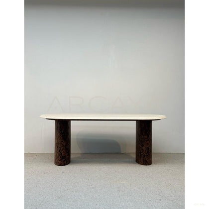 Natural Super White Travertine Dining Table - scene