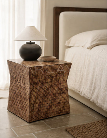 Handwoven Square Side Table - scene