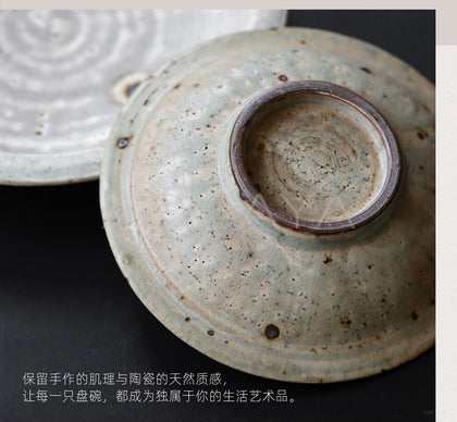 Amu Collab Handmade Stoneware Footed Plate - scene