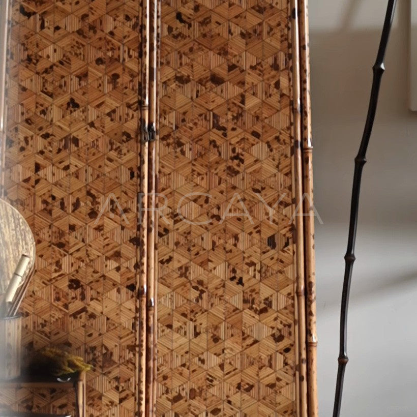 Marquetry Double Door Tall Cabinet in detail