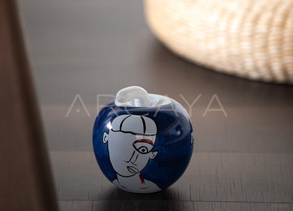 Abstract Face Hand Painted Apple Glass Ornament - scene