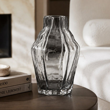Ice Ridge Texture Glass Vase - main
