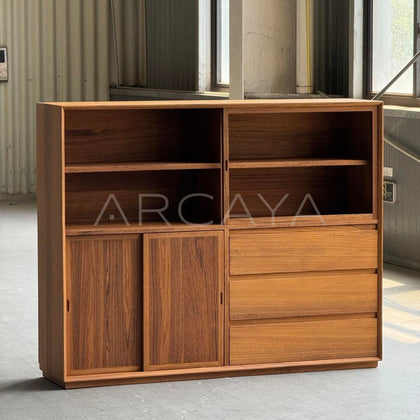 Burmese Teak Lighted Display Cabinet - main