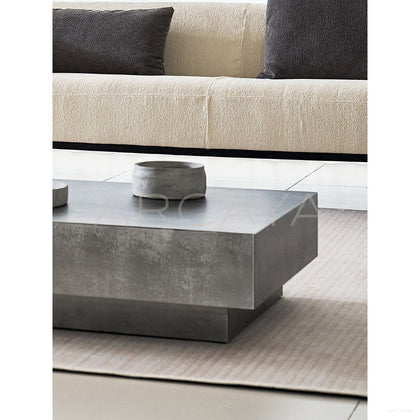 Mid Century Wabi Sabi Concrete Coffee Table - scene