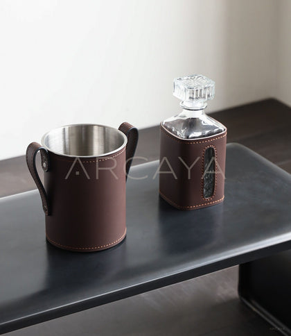 Leather Stainless Steel Ice Bucket - scene