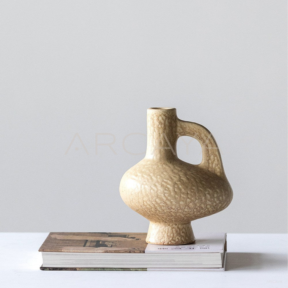 Vintage Handled Irregular Ceramic Vase - main