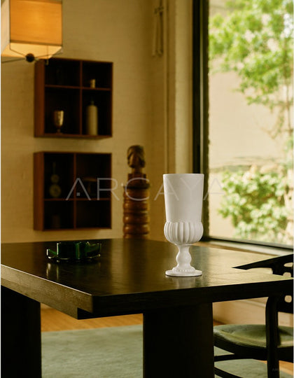 French Mid Century Matte Tall Stem Vase - scene