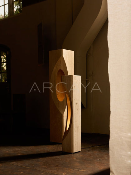 Cor Roman Travertine Illuminated Totem Sculpture - scene