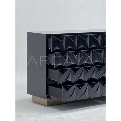 Black 3D Relief Four Drawer Chest - scene