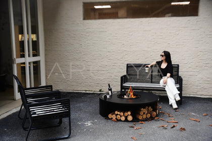 Lincoln Outdoor Wood Burning Fireplace - scene