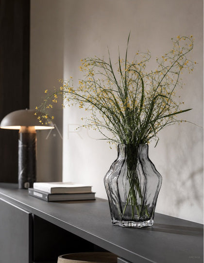 Angular Clear Glass Vase Dining - scene
