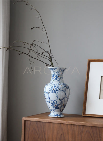 New Chinese Blue White Large Floor Vase - scene