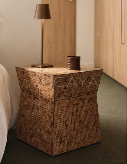 Handwoven Square Side Table - scene