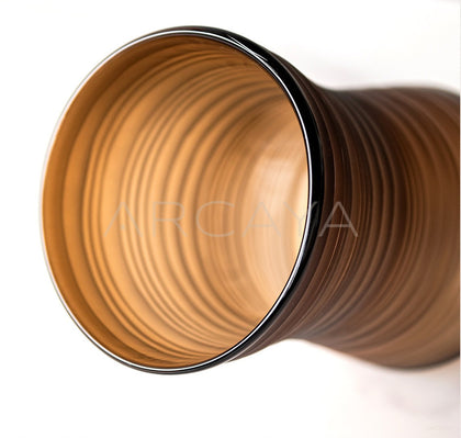 Vintage Brown Ribbed Frosted Glass Vase - scene