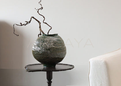 Handmade Textured Irregular Round Belly Vase - scene