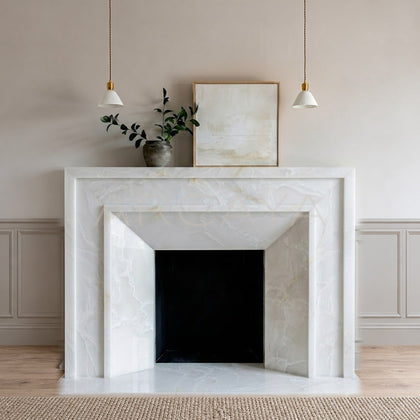 Snow White Stone Fireplace — Fireplace Surrounds - main