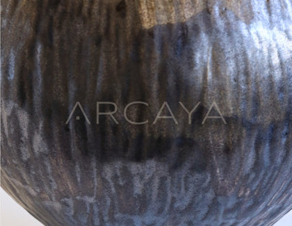 Vintage Dark Brown Hammered Narrow Neck Vase - scene