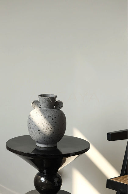 Wabi Sabi Double Ear Stoneware Vase - scene