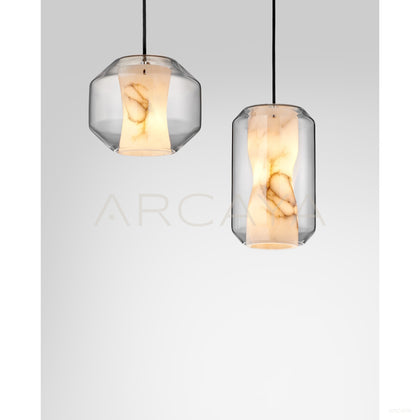 Glass Alabaster Low Round Pendant Light 10811 - scene