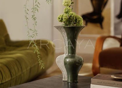 Wabi Sabi Two Tone Irregular Ceramic Vase - scene